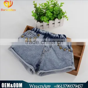 Wholesale Fashion Korean Baby Girl Clothes 2016 New Summer Girl Short Jeans Lovely Little Girl Metal Rivets Pocket Jeans thumbnail-1