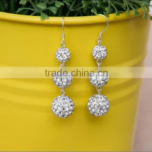 3 Crystal Ball 925 Sterling Silver Earring in Stock thumbnail-1