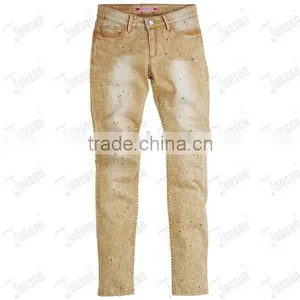 Lady's Colour Paint Jeans -- Yellow thumbnail-1
