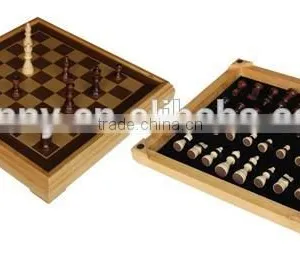 High Level Chessman Storage Chess Table Set Wooden thumbnail-1