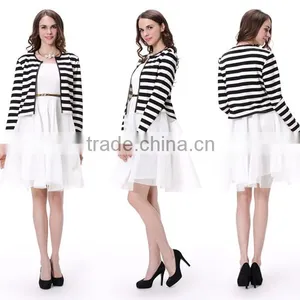 2016 Spring Black And White Strip Women Coat thumbnail-3
