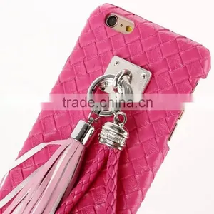 Luxury Vintage Tassel Metal Hook PU Leather Hard Mobile Phone Cover Case For IPhone 6 G 6S Plus thumbnail-4