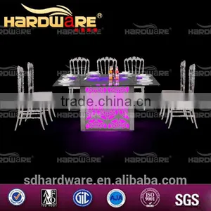 Square New Model Led Light Table Dining Room Dining Table With Led Light thumbnail-3