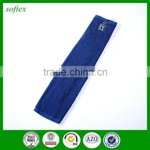 Factory Supply Customized Cotton Plain Hooks Sports Blue Golf Towel thumbnail-1