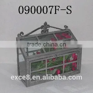 Vintage Gray Metal Conservatory With Glass for Wholesale Garden thumbnail-3