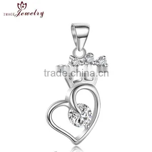 Fashion 925 Silver Jewelry Pendant Wholesale Silver Heart Shaped Pendant Rhodium Plated thumbnail-1