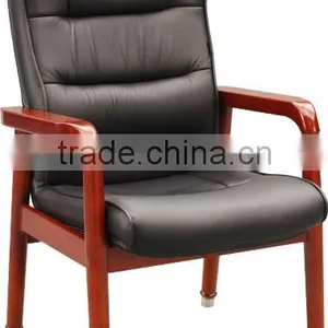 Wooden Frame Leather Seat Meeting Room Chair thumbnail-2