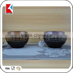 Wholsale Silkscreen Printed Bowl Color Glazed Two Handle Cereal Soup Bowl Ceramic thumbnail-1
