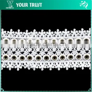 8MM Gold Flat Grommet White Polyester Lace Metal EyeletTrimming thumbnail-2