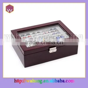Locked Cufflink Wood Collection Box With Clear Window for Cufflinks thumbnail-1
