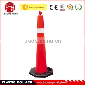 DINGWANG Popular Rubber Base Red Plastic Traffic Bollard thumbnail-1