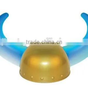 Golden Warrior Plastic Viking Helmet With Light Up Horns Flashing Purple Light thumbnail-4