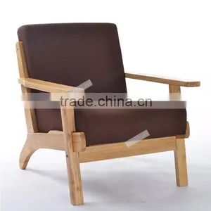 Pastoral Style Solid Wood Sofa Single Seater Dining Room Chair Sofa thumbnail-2