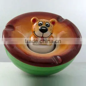 3D Hand-Painted Ceramic Happy Bear Ashtray thumbnail-1