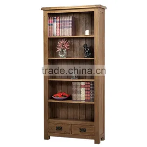 Solid Wood Oak Reclaimed Bookcase With 2 Drawers thumbnail-1