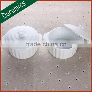 White Porcelain Ramekins With Lid thumbnail-2