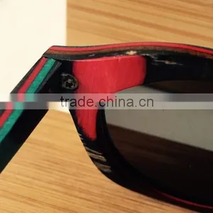 2015 OEM Colorful Lenses Wooden Bamboo Sunglasses, 100% Handmade Skateboard Sun Glasses thumbnail-6