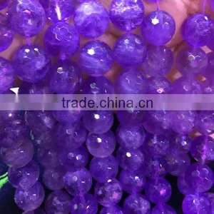 12mm Round Faceted Amethyst Lavender Beads thumbnail-1