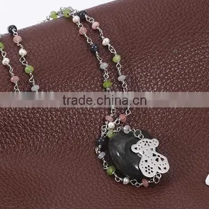 2016 Latest Beautiful Colorful Beads Teddy Bear Fancy Necklace for Lady thumbnail-6