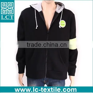 Slim Fit Zipper-up Thick Cotton Black Crop Hoodies for Men thumbnail-2