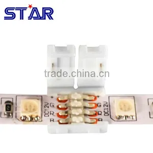 Cheap 10mm Solderless RGB 4pin Connector Clip for RGB 5050 Led Strip Light thumbnail-4