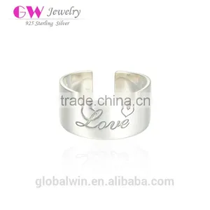 925 Silver Open Adjustable Fashion Love Alphabet Finger Ring For Valentine'S Day Gift thumbnail-1