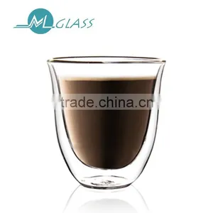 Wholesale 80ml Double Wall Glass Cup Handmade Heat Resistant Glassware N6073 thumbnail-1