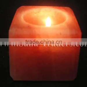 Candle Light / Salt Candle / Himalayan Salt Tea Light / Salt Tea Light / Cube Shape Tea Light / Crystal Light thumbnail-1