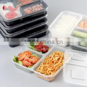 3-compartment Bento Lunch Box Plastic Containers, Reusable, Dishwashable, Microwavable Food Containers With Lids, OEM Packaging thumbnail-2
