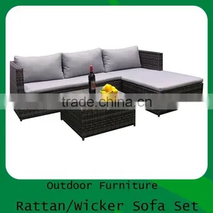 3PCS Rattan Wicker Outdoor Furniture KD Sofa Living Set With Steel Cube thumbnail-2