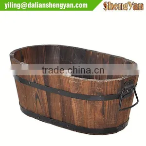 Carbonized Treated Wood Large Oval Planters thumbnail-1