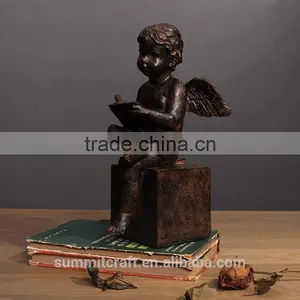 Resin Rust Color Vintage Writing Small Angel Figurines thumbnail-2