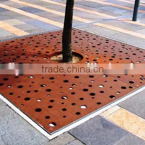 FO-9T02 Hot-selling Corten Steel Tree Perforated Strainer Tree Pool Cover thumbnail-4