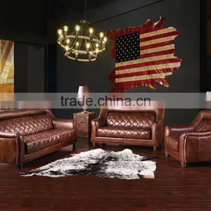 2016 Newest High Quality Vintage Retro Style Top Grain Leather Sofa S120# thumbnail-4