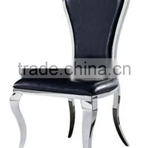 Shunde Factory Stainless Steel Legs Black Colour Pu/genuine Leather Dinning ChairA867(S) thumbnail-1
