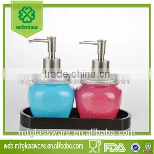 12oz Glass Hand Soap Colorful Bottle With Spoon Sanitizer Bottle thumbnail-1