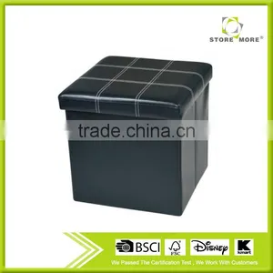 Storage Ottoman Faux Leather Collapsible Foldable Seat Foot Rest Stool Seat thumbnail-1