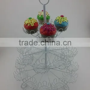 Powder Coated 3-tier Round Shape Metal Wire Cupcake Stand-hold 24 Cups thumbnail-2