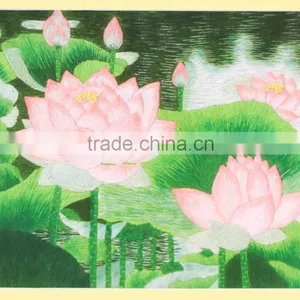 Vietnam Hand Embroidery Paintings, Wall Paintings, Lotus Embroidery Paintings thumbnail-2