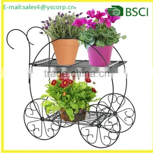 Two Tiered Garden Cart Iron Flower Pot Stand thumbnail-1
