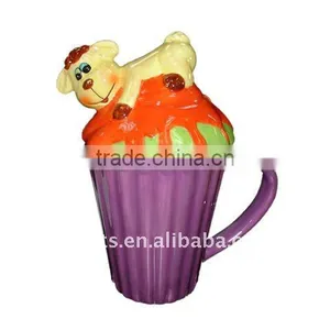 Ceramic Cupcake Mug With Lid, Sheep thumbnail-1