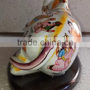 Indian Handicraft Hand Painted Resin Kamdhenu Cow thumbnail-6