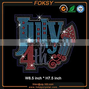 American Flag in Fleur de Lis Hotfix Rhinestone Transfers thumbnail-4