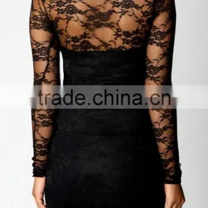 New Fashion Black Sexy Women's Ladies Floral Lace Dress Long Sleeve Bodycon Evening Dress thumbnail-2