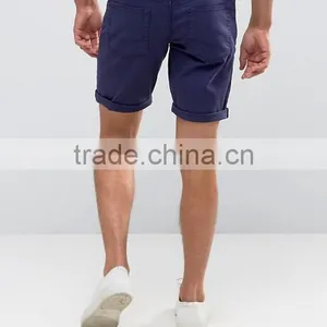 High Quality Cheapest New Design Custom Zip Fly Turn-up Hem 98% Cotton 2% Elastane Stretch Denim Men's Navy Casual Summer Shorts thumbnail-4