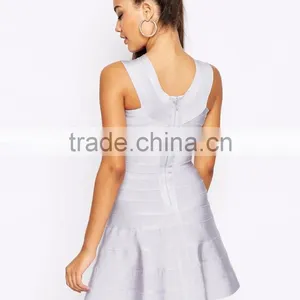Hot Selling Classic V-neck Bandage Mini Swing Dress Cross Chest Sexy Club Dress For Wholesale thumbnail-3