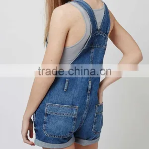 Wholesale OEM Girl Denim Dungarees Blue Playsuit Jumpsuit Jeans Women thumbnail-3