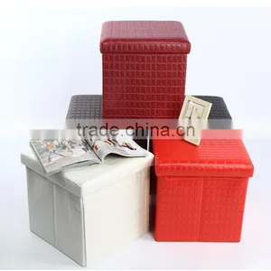 PU Leather Thick Foldable Shoes Storage Stool Box Bench Seat thumbnail-1