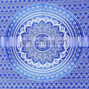 Indian Latest Tapestry Throw Cotton Yoga Mat Ombre Mandala Design Meditation Wall Hanging thumbnail-2