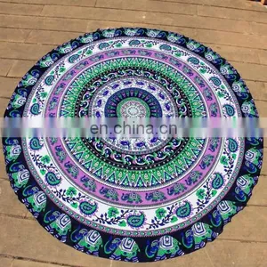 Beautiful Dropshipping Good Quality Printed Elephant and Flower Pattern Round Summer Bath Towel Sand Beach Towel thumbnail-2